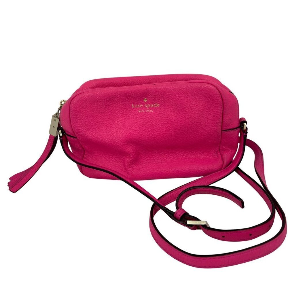 Kate‎ Spade Mindy Crossbody Bag Pink Pebbled Leather Handbag Adjustable Strap